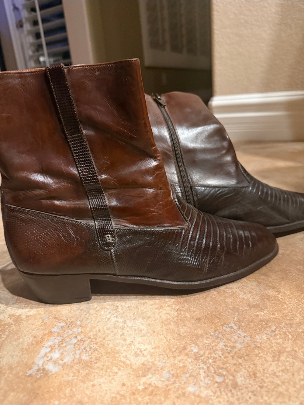 Vintage Men's Brown Leather Ankle Boots